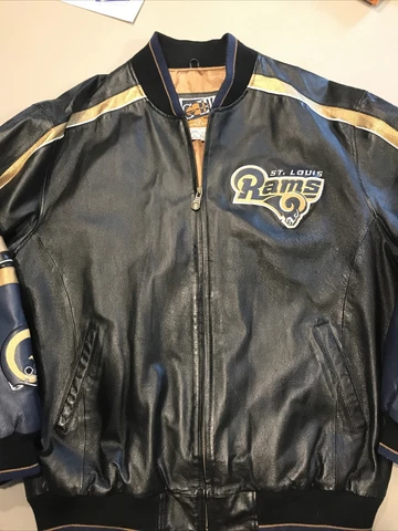 VINTAGE G3 G-III CARL BANKS ST. LOUIS  RAMS NFL FOOTBALL LEATHER JACKET 2XL Tall Cover