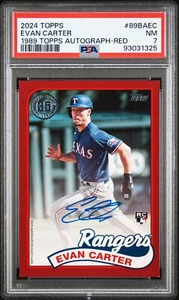2024 Topps 1989 Topps Baseball Autographs #89BAEC Evan Carter 1989 Red /25 PSA 7 - Picture 1 of 2