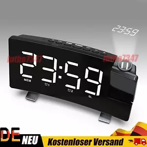 LED FM Radiowecker mit Projektion Digital Funkuhr Dimmbar Tischuhr Alarm USB. - Bild 1 von 18