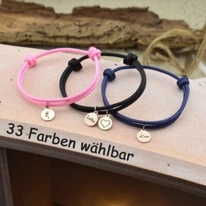 ❦ Armband Fußband LENI | mit Gravur | 3mm Segeltau | Verschiebeknoten | 02 ❦ - Bild 1 von 10