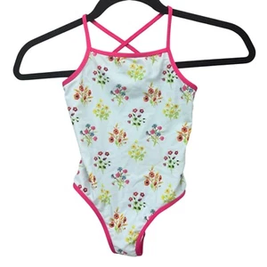Oscar de la Renta One Piece Swimsuit Girls Blue Multi Floral Botanical Size 6 Y - Picture 1 of 8