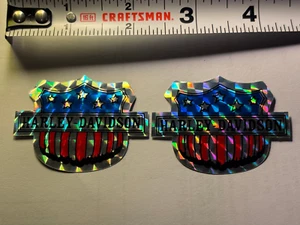 HARLEY DAVIDSON VINTAGE 70er MOTORRAD PRISMA AUFKLEBER SET 2 AUFKLEBER 1,5"x 2" - Bild 1 von 2