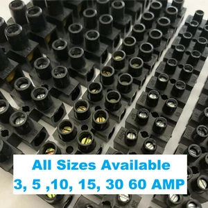 BLACK High Quality 12 Way Electrical Wire Connector Block Strip 3 5 15 30 60 Amp - Picture 1 of 7