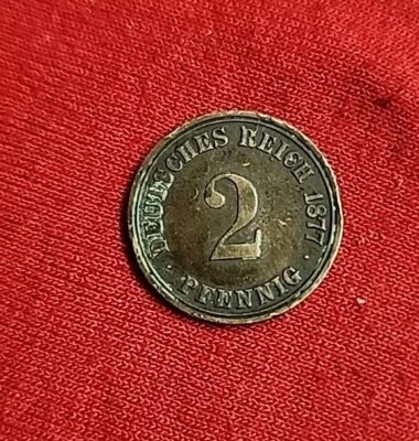   ANTIQUE  Coin 1877 . 2 PFENNIG FROM THE GERMAN EMPIRE🇩🇪 Free Shipping M - Image 1 of 4