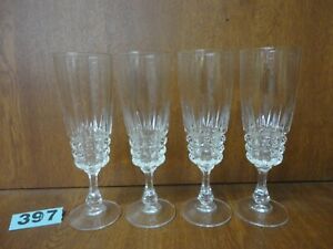 4 x 16cl Champagne Flutes / Glasses - POMPADOUR Cristal d` Arques / J G Durand