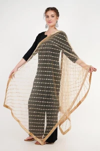 New Designer Women Girls Ethnic Party Wear Scarf Stole Leharia Net  Dupatta - Picture 1 of 25