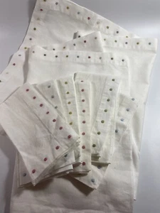 Pottery Barn Embroidered Dot Table Runner 18" X 106" & 6 Napkins Pastel EUC - Picture 1 of 9
