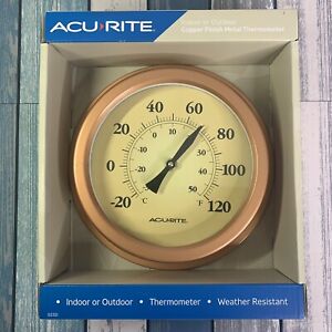 NEW Acurite Copper Metal Indoor/Outdoor Thermometer Wall Kitchen Decor Nautical
