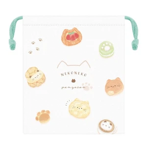 Drawstring purse gusset girls 223580 Nekoneko Bakery medium - Picture 1 of 2