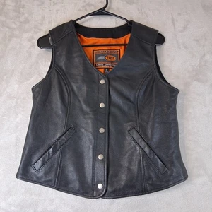 Chaleco First Classics de cuero negro para motociclista motocicleta botón a presión para hombre talla grande  - Imagen 1 de 16