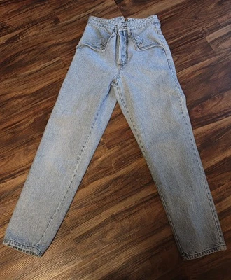 Vintage 80s Guess Jeans Stonewashed L High waisted Notch back flap pockets Sz 0 - Image 1 of 4