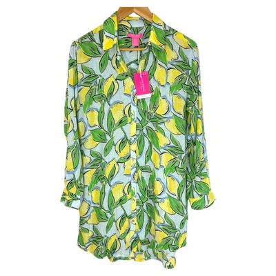 Camisa de manga larga Isaac Mizrahi New York para mujer con estampado de limón de playa talla S Foto 1 de 4