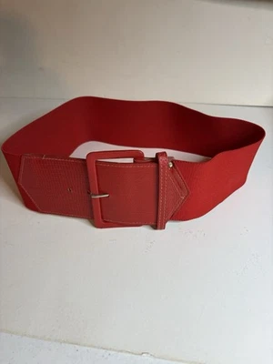 Astor Vintage West Germany Women’s Belt Wide Stretch Red Faux Leather High Waist - Image 1 of 4