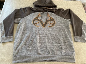 Realtree Hoodie Sweatshirt Camo Gray & Brown Deer Hunting Logo Sweater Men's 2XL - Picture 1 of 4