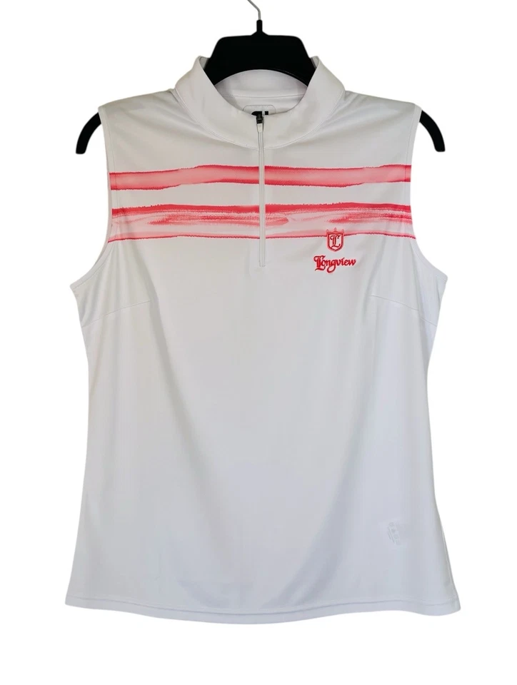 Polo de golf FootJoy para mujer sin mangas 1/4 cremallera - mediano - Longview logotipo CC Foto 1 de 4