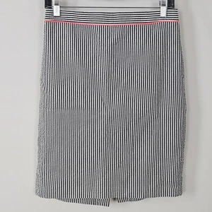 J. Crew The Pencil Rock leicht Seersucker Streifen grau weiß Damen Gr. 2 - Bild 1 von 14