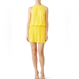 Ramy Brook Paris Sleeveless Halter Mini Dress Yellow SZ M Designer Quiet Luxury - Picture 1 of 9