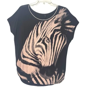Top donna skinny minny stampa zebrata manica corta girocollo M - Foto 1 di 12