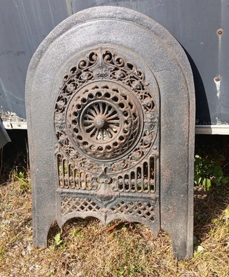 Antique Victorian Ornate Cast Iron Fireplace Summer Cover Insert 1880s - Image 1 of 4