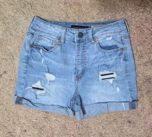 Aeropostale Damengröße 2 hoch tailliert Midi mittlere Waschung Jeansshorts - Bild 1 von 4