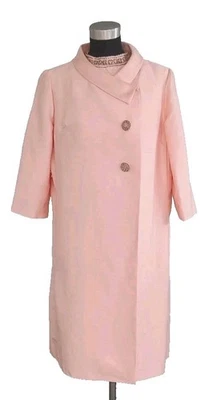  De colección Samuel Grossman Cuentas Cuello Alto Vestido Abrigo Chaqueta Traje Rosa Melocotón S M Foto 1 de 4