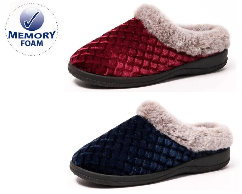 WOMENS DR LIGHTFOOT COMFY MEMORY FOAM LADIES MOCCASIN SLIP ON SLIPPERS SIZE