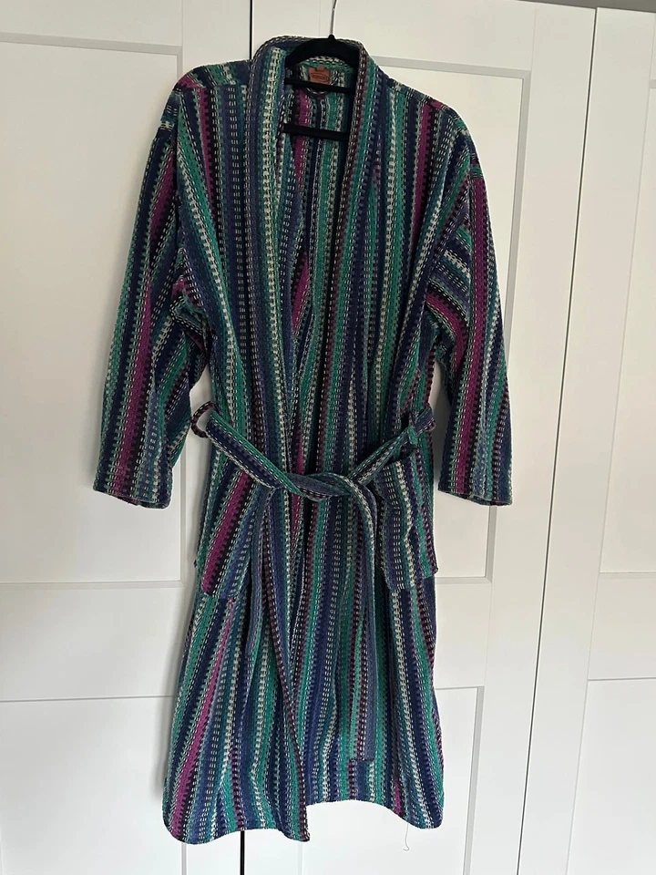 Vestido Missoni raro luxo casa roupão tamanho grande L verde roxo cores - Imagem 1 de 4