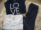 Lot of 3 Girls Size 8 GYMBOREE and SONOMA White and Navy Blue pants and tops
