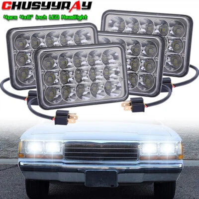 Brightest 4x Fit Ford LTD Crown Victoria 1987-91 4x6" LED Headlights HI-LO Beam - Image 1 of 4