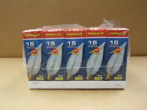 14 PERMALITE , 15 WATT , LOW VOLTAGE, FLAME TIP , CANDELABRA BASE , L4702 NEW - Picture 1 of 2