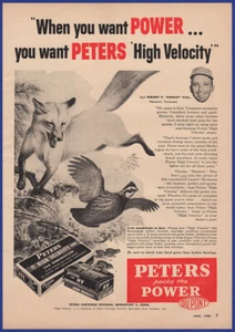 Vintage 1956 PETERS High Velocity 244 Gewehrpatronen Fuchs Fasan 50er Jahre Druck Anzeige - Bild 1 von 1