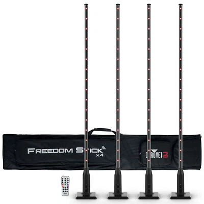 Chauvet DJ Freedom Stick X4 (4) Wireless Battery RF LED DMX Light Sticks+Remote - Image 1 of 4