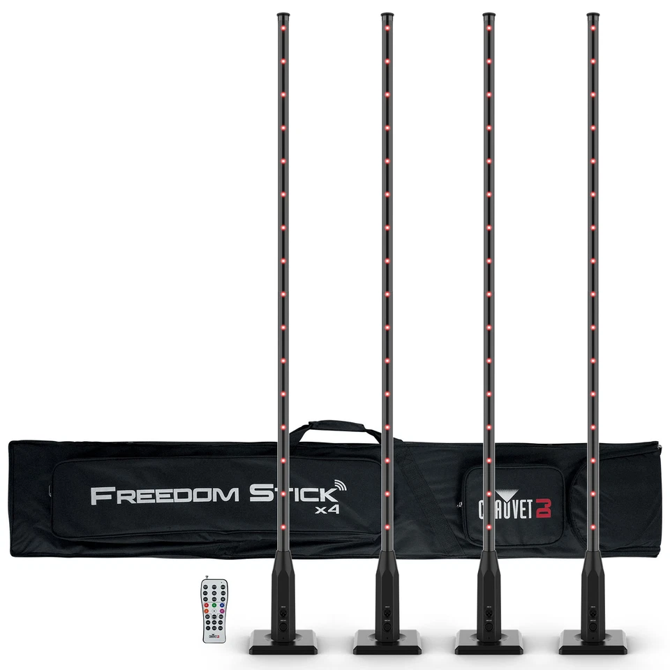 Chauvet DJ Freedom Stick X4 (4) 无线电池 RF LED DMX 灯棒+遥控器 — 第 1/4 张图片