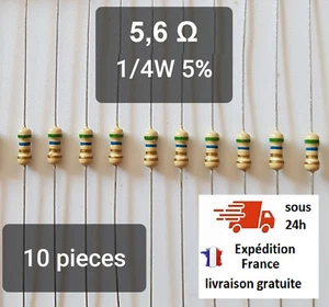 Résistance 5,6ohm 10 pièces 1/4W 5% Resistance Cuche Métal 5,6 ohm - Imagen 1 de 1