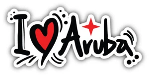 I Love Aruba Slogan Car Bumper Sticker Decal - Picture 1 of 1