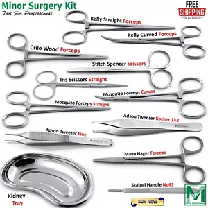 12Pcs Minor Surgery Kit Surgical Instruments Student Dissecting Suture Removal - Picture 1 of 13