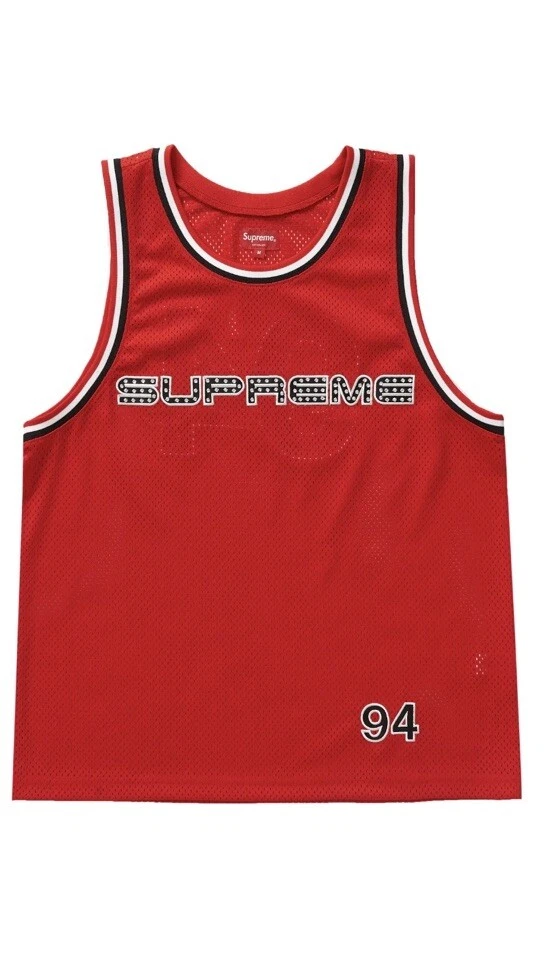 New Supreme Rhinestone Basketball Jersey Red Size Large Authentic