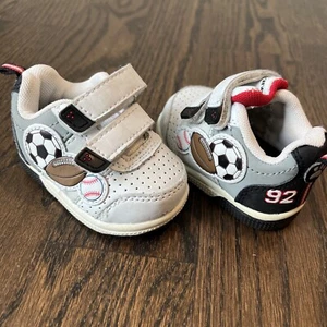 Garanimals Baby Toddler Size 2 Sneakers Shoes White Black Gray Athletic - Picture 1 of 6