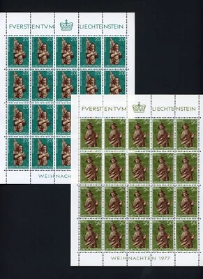 Liechtenstein 1977 Sculptures Scott# 632-635 Full Sheets Mint VF OG Never Hinged - Image 1 of 2