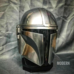 Casco mandaloriano de acero con revestimiento y correa de barbilla para LARP/disfraces casco regalo - Imagen 1 de 3