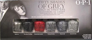 OPI 50 SHADES OF GREY Ltd Ed 6 Mini Nail Polish Set~Silk Dark Gray Shine Cement - Picture 1 of 2