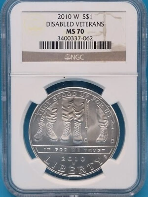 2010-W Disabled Veterans Commemorative Silver $1 NGC MS 70 - Image 1 of 2