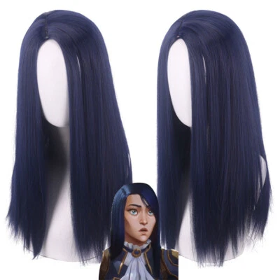 Arcane Caitlyn Cosplay Wig Dark Blue Long Straight Heat Resistant Synthetic Hair - Image 1 of 4