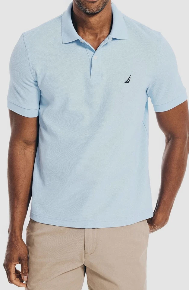 Nautica Men's Blue Sustainably Crafted Classic Fit Deck Polo Shirt Size M