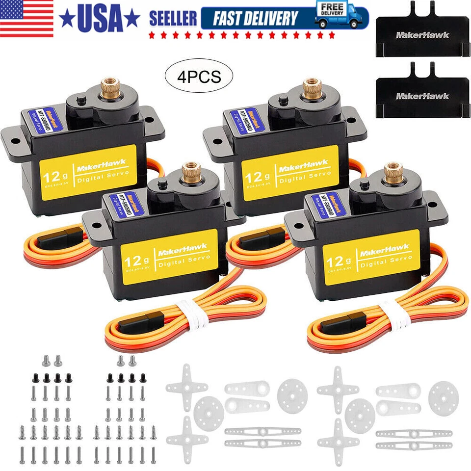 4Pcs SCX24 Digital Servo High Torque Metal Steering for RC Car Boat Truck Robot - Image 1 of 4