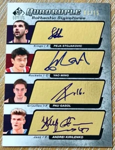 YAO MING / PEJA / GASOL / KIRILENKO 05-06 Upper Deck SP Signature QUAD AUTO #/15 - Picture 1 of 2