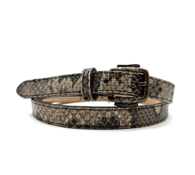 Talbots Women’s Leather Belt Small Black Brown Snakeskin Pattern Skinny Boho - Image 1 of 4