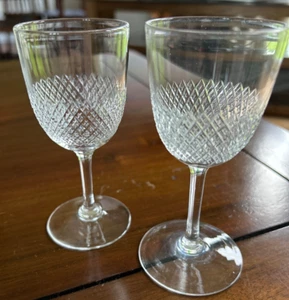 Vintage Stuart Crystal STU29 pattern 2 glasses 4.5" tall rim 2" sherry port - Picture 1 of 3