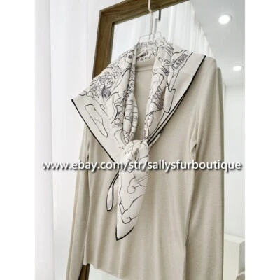 Sallys Animals Print ~18 Momme~ Sarga Seda Envolvente Bufanda Doble Cara Mantón 35" Foto 1 de 4