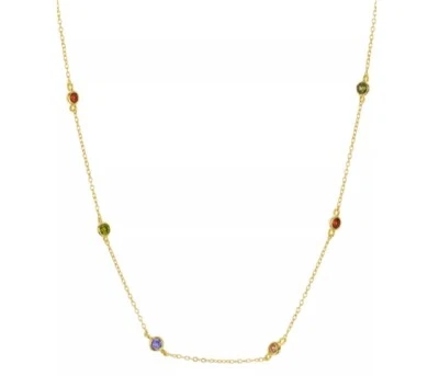 Collar Estación Verano Indio Multicolor en Plata de Ley Chapada en Tono Dorado Foto 1 de 4